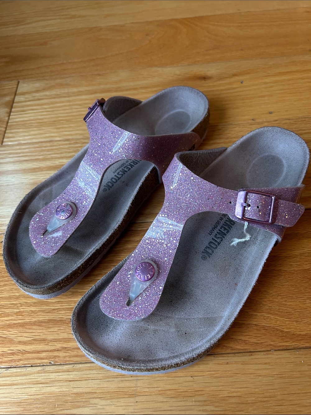 Pink Glitter Birkenstock Gizeh Sandals 35 N